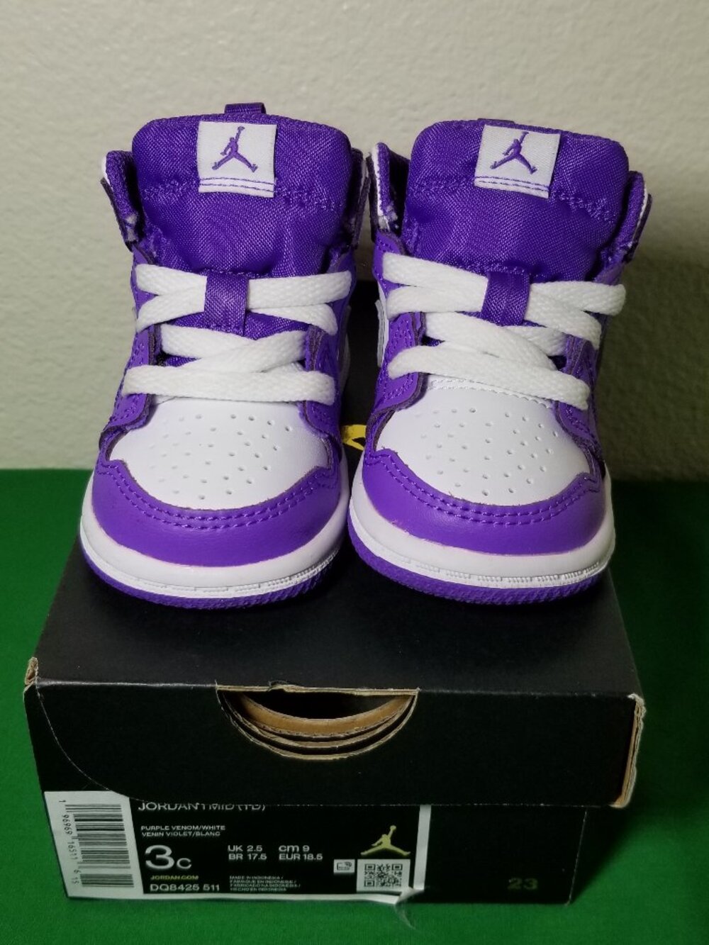 Jordan 1 Mid TD 3c Purple Venom White Violet Mid Top Leather Lakers DQ8425-515